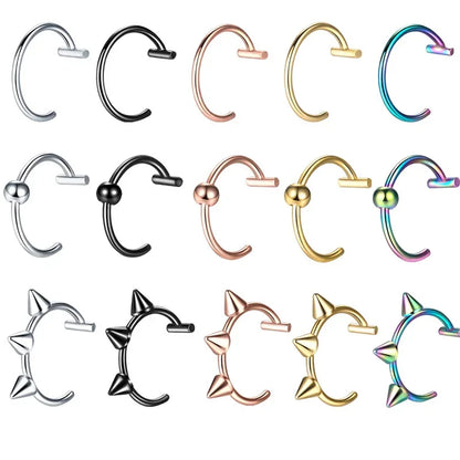 Stainless Steel Fake Nose Ring – Hoop Septum Rings, C-Clip Lip Ring, Non-Pierced Body Jewelry for Women