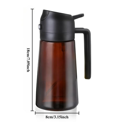 16oz/470ML Brown Oil Sprayer – 2-in-1 Light-Blocking Olive Oil Dispenser Bottle for Cooking and Seasoning