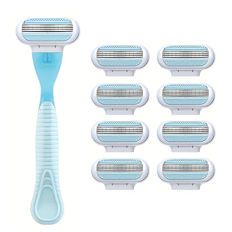 3-Layer Women’s Manual Razor — Replaceable Head Shaver for Armpit, Bikini & Body Hair Removal