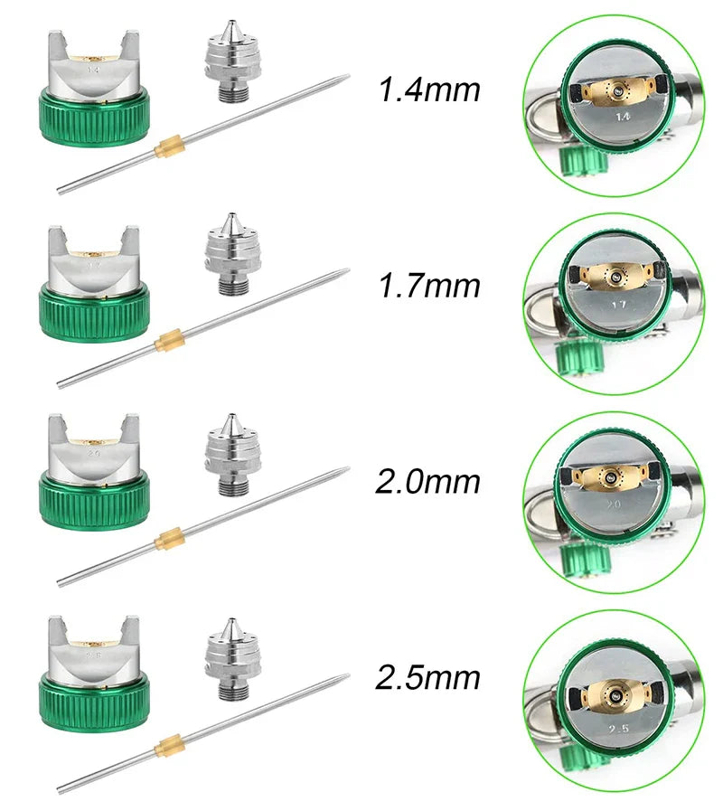HVLP Professional Spray Gun – 1.4/1.7/2.0/2.5mm Steel Nozzle Gravity Gun for Car Paint | Portable DIY Spray Paint Kit