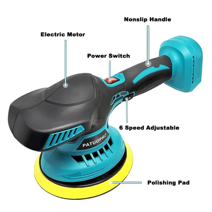 150mm Cordless Car Polisher 5000RPM – 6-Speed Rechargeable Electric Rotary Polishing Machine for Makita 18V Battery (Tool Only, No Battery)