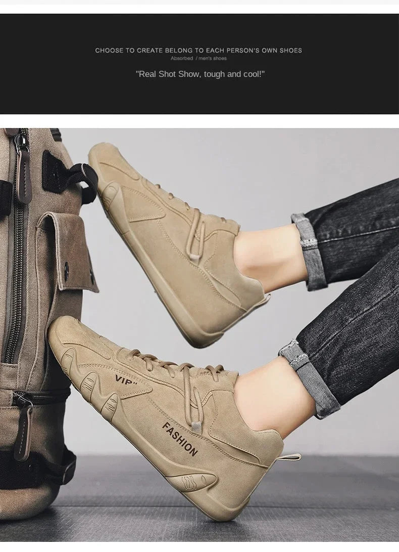 2024 Men’s Spring Ankle Boots – Casual Lace-Up Khaki Sneakers, Non-Slip Work Shoes & Loafers