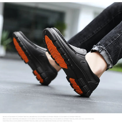 Chef Shoes for Men – Anti-Slip, Oil-Resistant Leather Work Shoes, Plus Size Business Casual with Soft Sole & Comfort