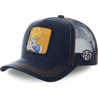 Dragon Ball Son Goku Embroidered Cap - Adjustable Hip Hop Trucker Mesh Sun Visor Hat for Men & Travel