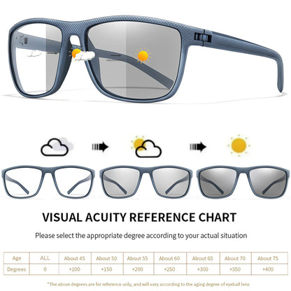Rectangular Photochromic Reading Glasses – Ultra-Lightweight Presbyopic Spectacles for Middle-Aged & Elderly Daily Wear