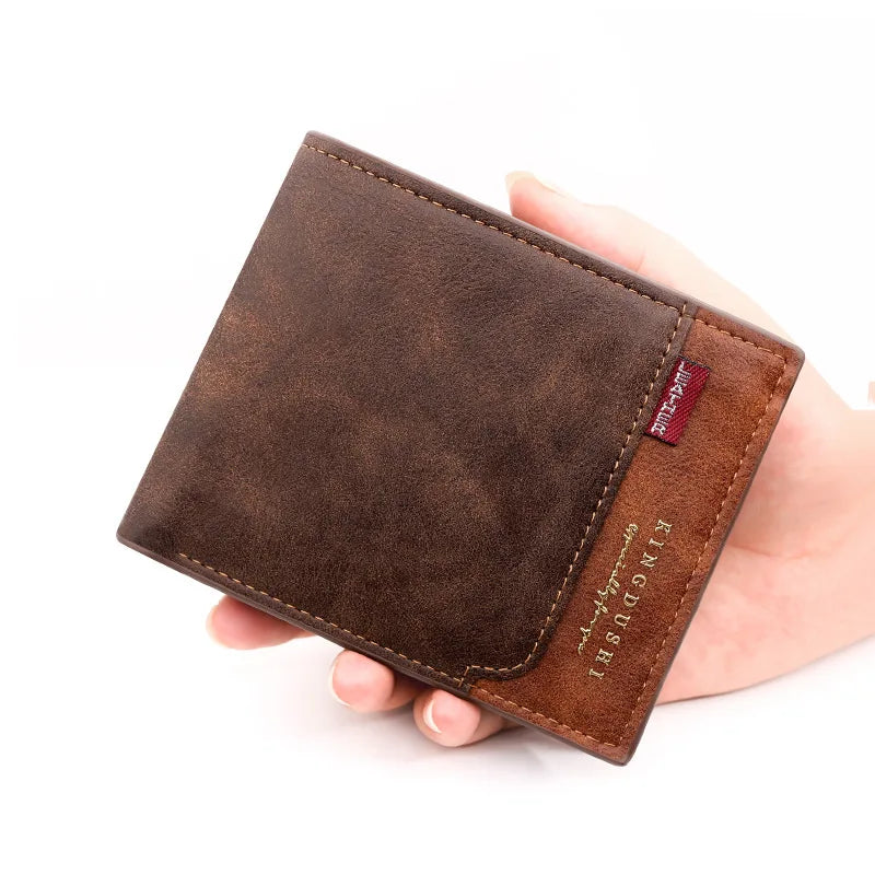 Personalized Men’s Short Wallet – High-Quality Classic Card Holder with Zipper Coin Pocket & Money Clip