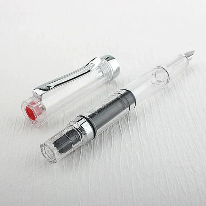 3059 Piston Fountain Pen – High-Quality Transparent Resin with EF/F Nib (0.38/0.5mm) for Business & Gift