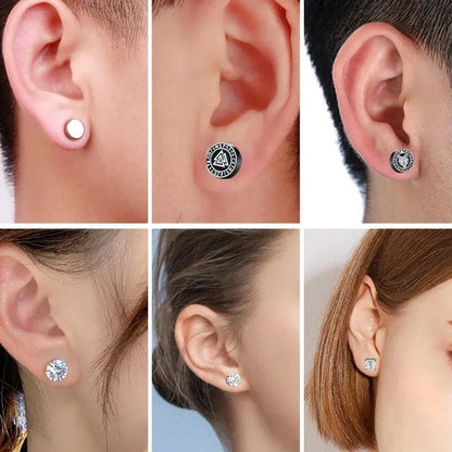 Crystal Magnetic Ear Studs – Punk Round Zircon Non-Piercing Earrings for Men & Women
