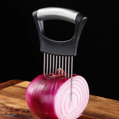 Stainless Steel Onion Cutter Holder | Food Slicers Assistant | Tomato Onion Slicer Holder | Vegetables Cutting Fork - Kitchen Gadgets