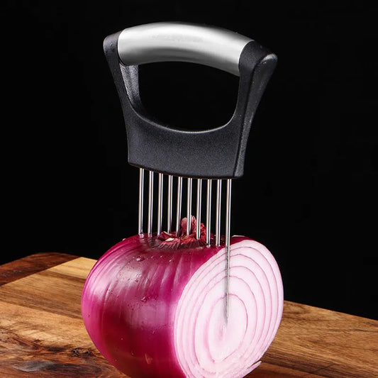 Stainless Steel Onion Cutter Holder | Food Slicers Assistant | Tomato Onion Slicer Holder | Vegetables Cutting Fork - Kitchen Gadgets