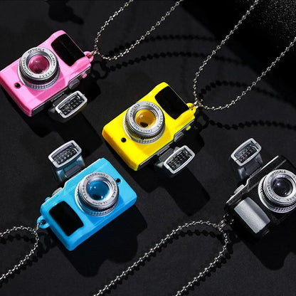 Fashion Camera Pendant Necklace – Vintage Flash Light Camera Jewelry with Long Chain for Women & Men, Punk Party Accessory
