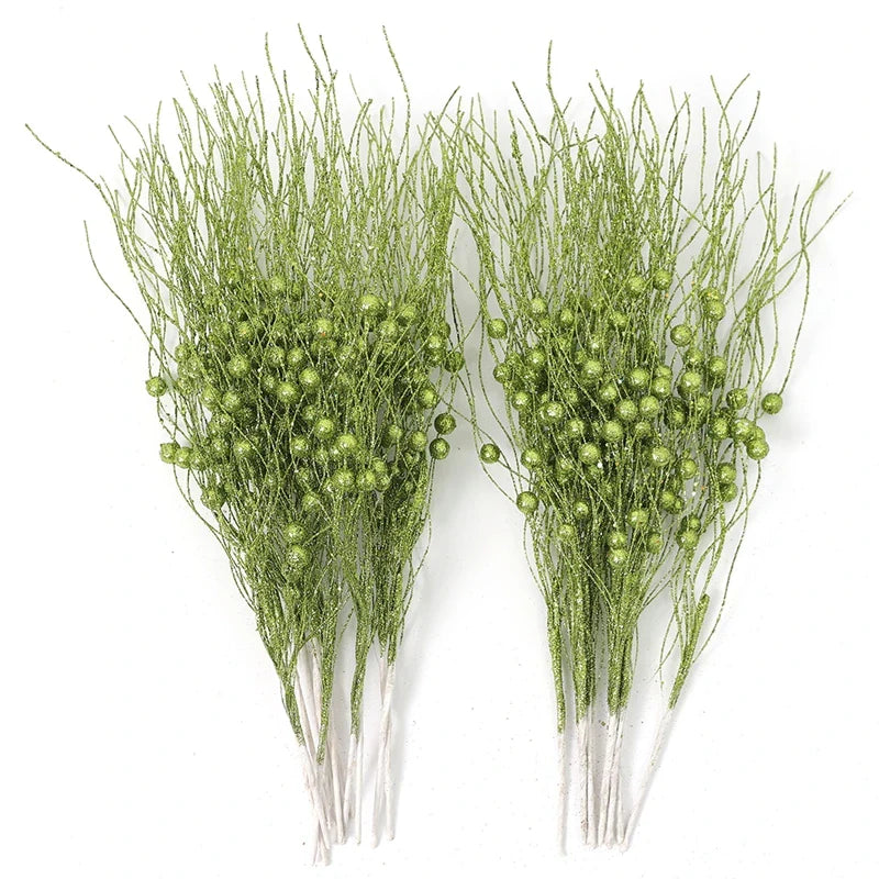 5PCS Glitter Artificial Berry Bouquet | Christmas Tree Ornament & Home Decor for New Year 2026, Navidad DIY Wreath Accessories