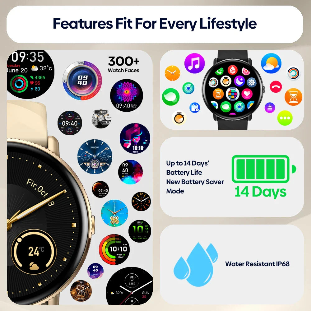 Zeblaze GTR 3 Pro Smartwatch — AMOLED Display Fitness Watch with Call Function, 316L Stainless Steel for Men & Women