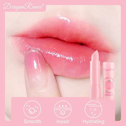 Peach Temperature Change Lip Balm – Clear Crystal Jelly Lipstick Tint, Moisturizing Anti-Dry Hydrating Lip Care