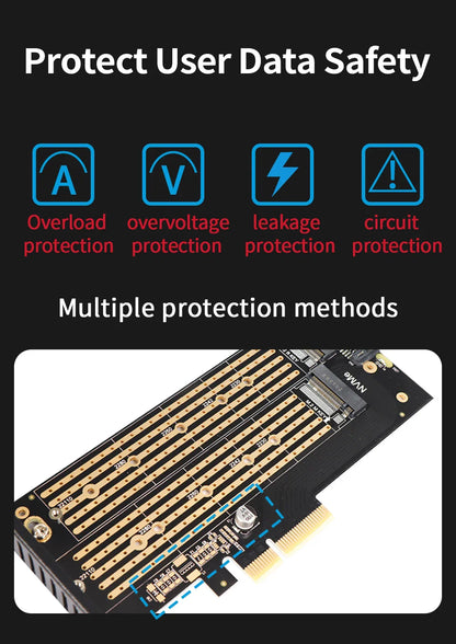 JEYI Dual M.2 PCIe 4.0 Adapter for NVMe & SATA SSD – PCIe X4/X8/X16 Slot for Desktop PC SK6   2/2