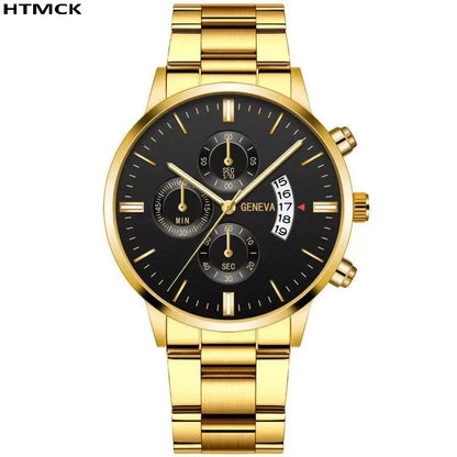 Luxury Stainless Steel Men’s Quartz Watch - Calendar Business Dress Wristwatch for Daily & Formal Wear