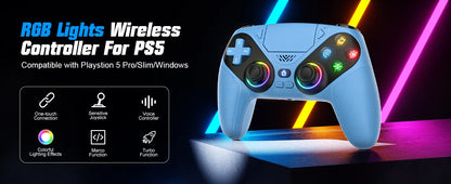Wireless Bluetooth Gamepad Controller – Dual Vibration Turbo for PS5, PS5 Pro, PS5 Slim & PC