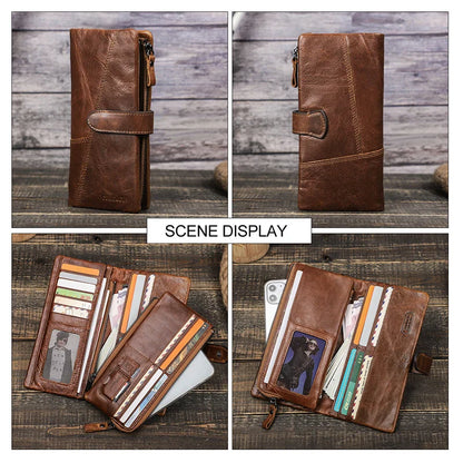 Women's Genuine Leather Long Wallet – Fashion Clutch with Coin Purse, Card Holder & Phone Pocket by Contact's