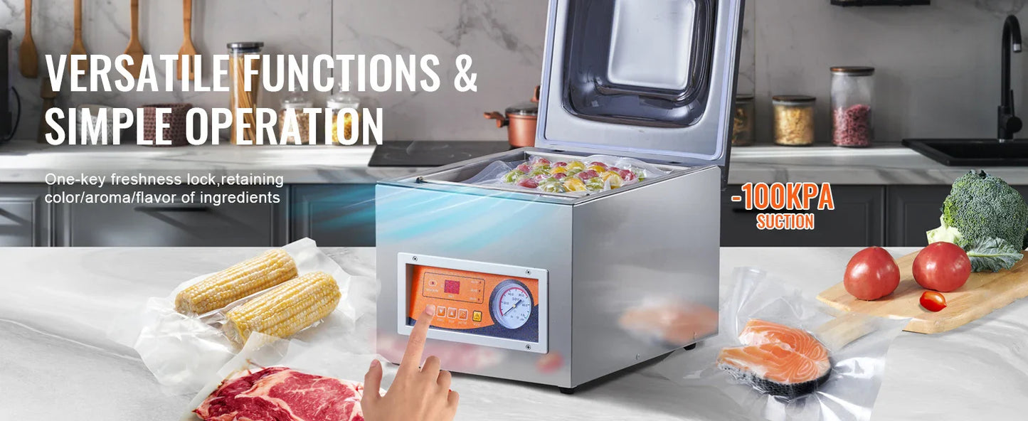 SucceBuy DZ-260S Chamber Vacuum Sealer — 260W Vacuum Packing Machine with 10.2" Seal for Wet Foods & Meats, Home Kitchen Use