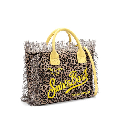 SAINT BARTH Houndstooth Crossbody Bag – Small Cotton Linen Handmade Tote with Tassels for Women