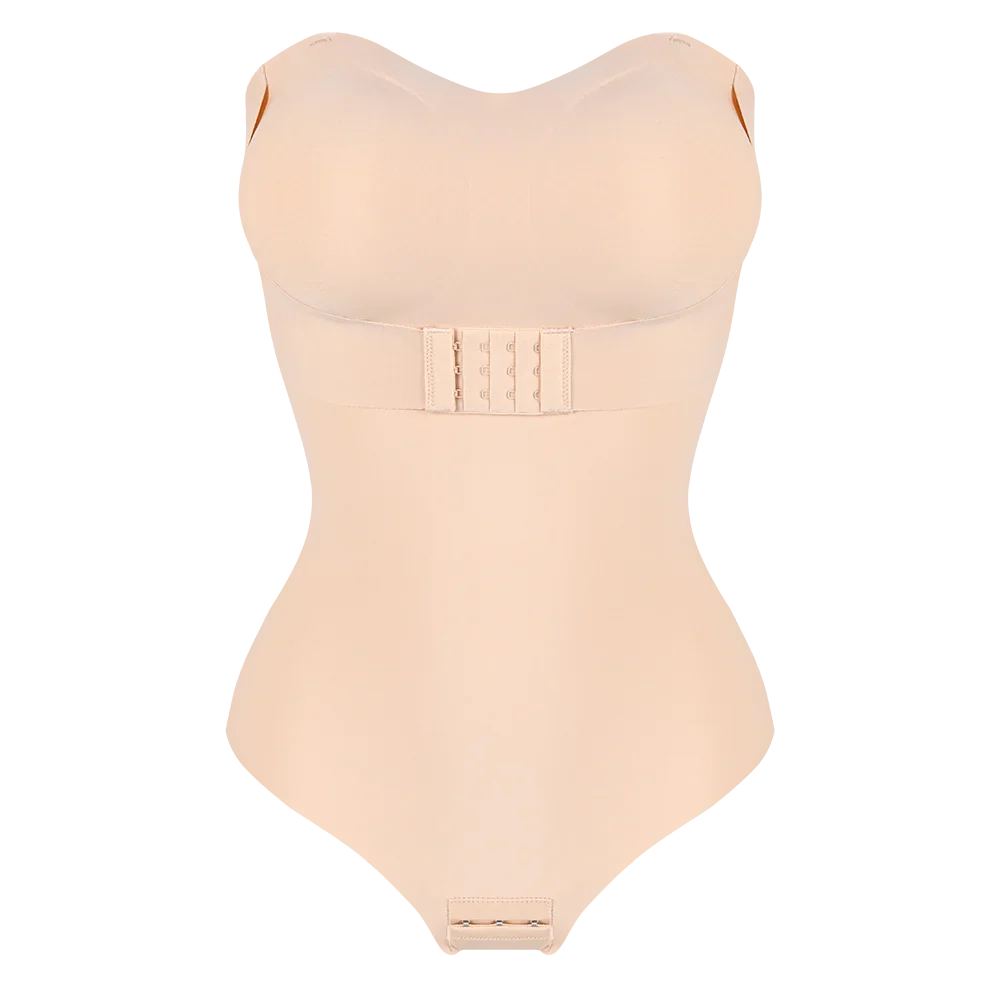 Women’s Strapless Thong Bodysuit - Full-Body Tummy Control Shaper with Removable Push-Up Bust, Up to 4XL