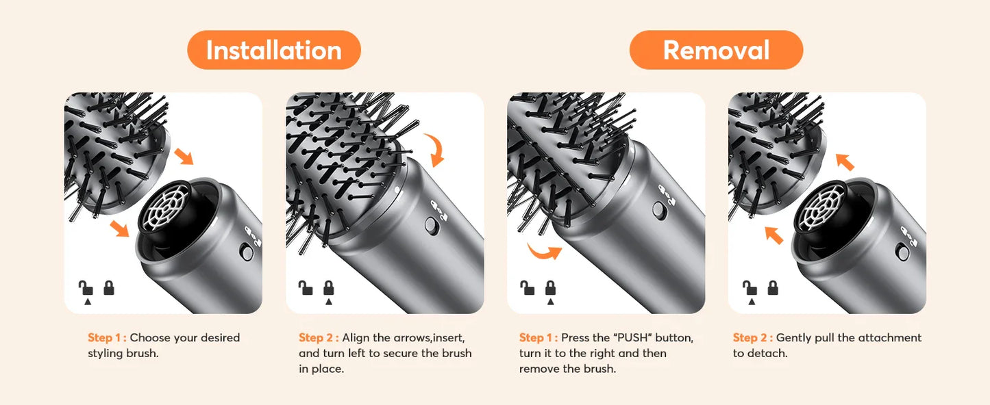 Bopcal 5-in-1 Hair Dryer & Hot Air Comb – 1200W High-Speed Blower with Curling Iron & Multifunction Styling Tools