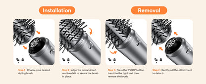 Bopcal 5-in-1 Hair Dryer & Hot Air Comb – 1200W High-Speed Blower with Curling Iron & Multifunction Styling Tools