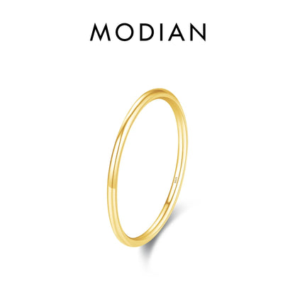 MODIAN 925 Sterling Silver Stackable Ring – Classic Wave Geometric Finger Ring, Fashion Jewelry for Women