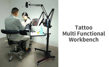 TAIDU Tattoo Workstation – Foldable LED Light 60W with Phone Holder, Tray Table, Nail Lamp & Tattoo Work Cart