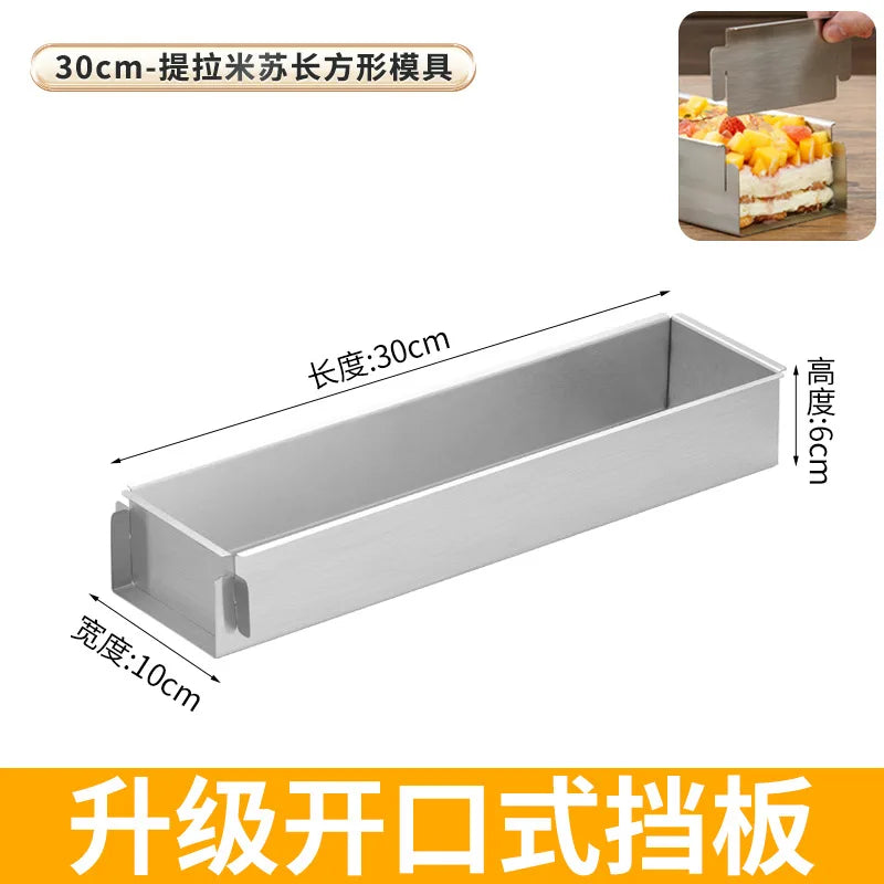 Tiramisu Removable Cake Mold Set — Stainless Steel Stand, Long Tray & Shovel Tool for Baking, Kitchen Accessories