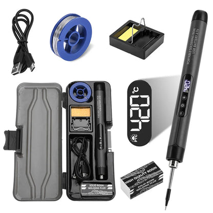USB Digital Soldering Iron – Adjustable Temperature 300–450℃ Type-C Rechargeable 1000mAh/800mAh Battery Intelligent Portable Solder Welding Tool