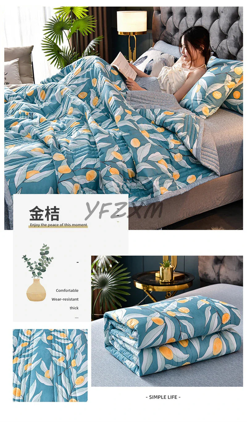 Quilted Spring Summer Quilt – Soft, Lightweight & Breathable Duvet for Queen Size, Comfortable & Washable
