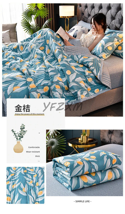 Quilted Spring Summer Quilt – Soft, Lightweight & Breathable Duvet for Queen Size, Comfortable & Washable