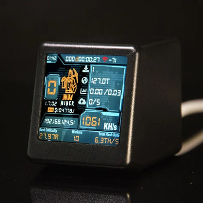 BTC Solo Lottery Miner — ESP32 Desktop Crypto Miner, 1060KH/s Hashrate, Silent, Low Power, Smart TV & Home Gift Clock