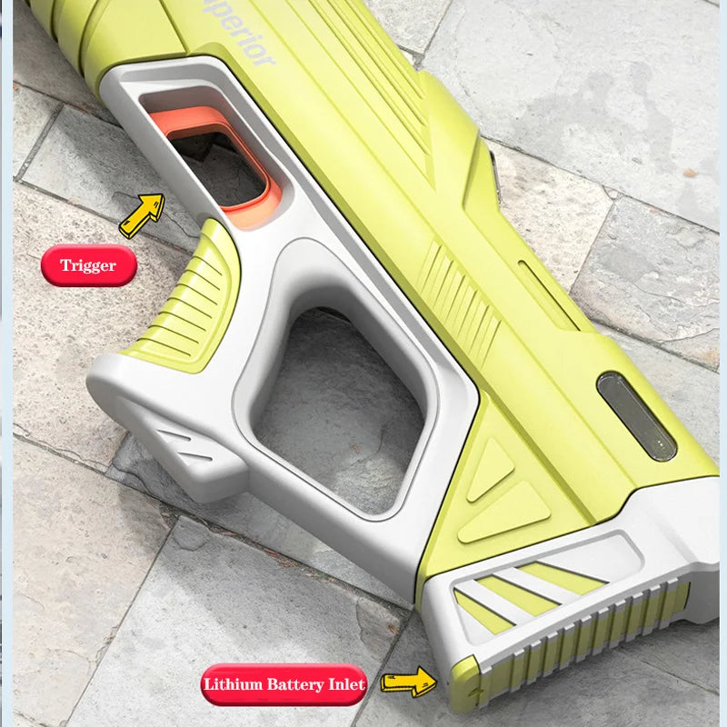 43cm Full Electric Automatic Water Gun – Portable Summer Beach Toy for Boys, Outdoor Fight Game