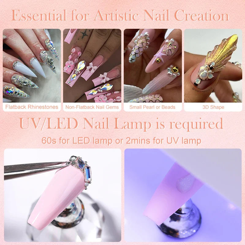 BORN PRETTY 30ML Nail Rhinestone & Gem Glue Gel – 3D Sculpting Adhesive for Nail Art, Flower Carving & DIY Decoration