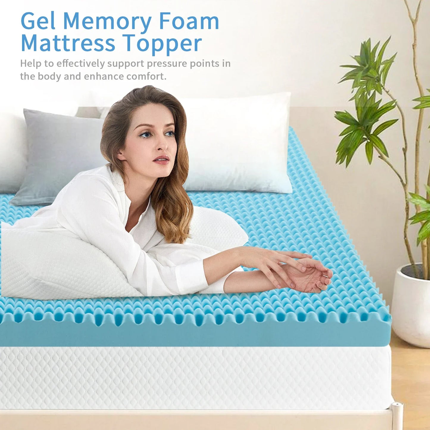 2", 3", 4" Full Memory Foam Mattress Topper - Gel-Infused Comfort Pad for Full/Double Bed, Soft Foam Mattress