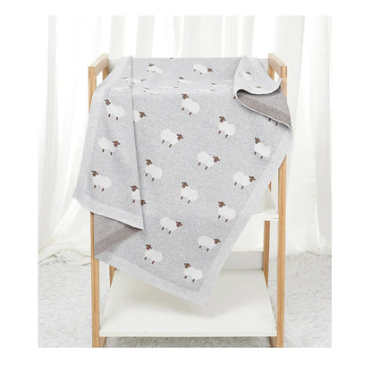 Baby Cotton Knitted Blanket 90x70cm – Newborn Swaddle Wrap for Boys & Girls, Stroller & Nursery Cuddle Quilt