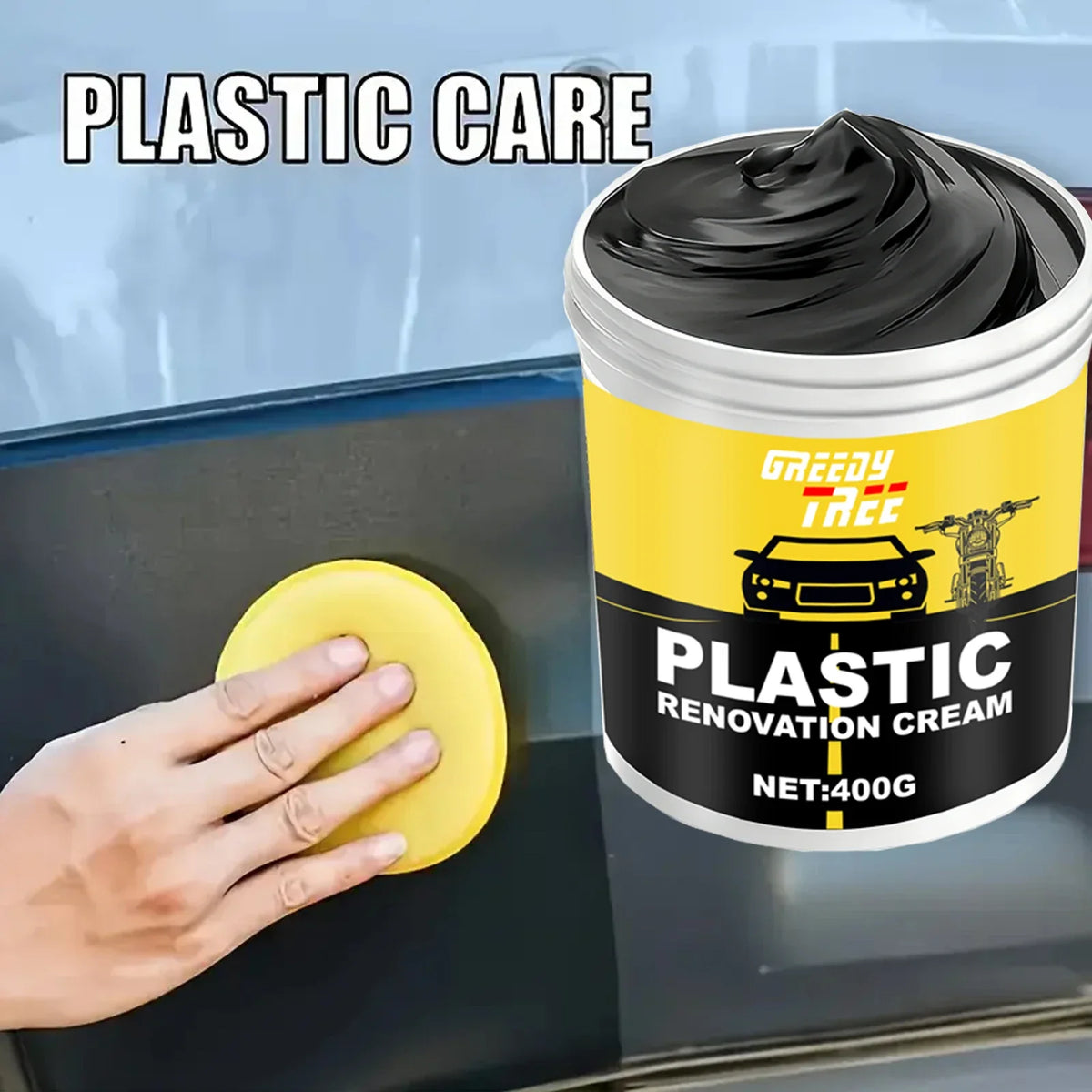 400g Heavy-Duty Car Plastic Renovator Wax – Fast Scratch Repair & Protective Shine for Bumpers, Interiors & Dashboard