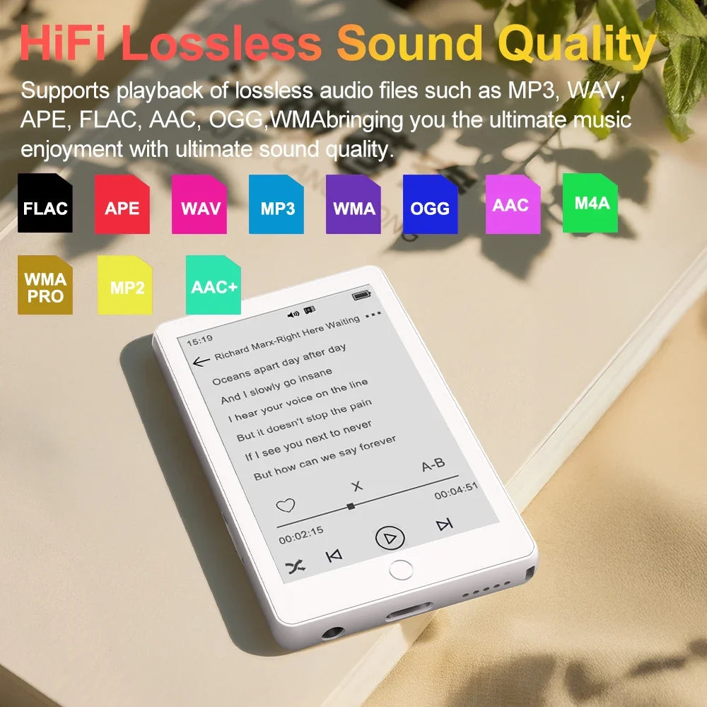 Famue BF07 E-Ink MP3 Player - 2.7" Mini E-Book Reader with Bluetooth 5.4 and FM Radio