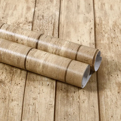 Self-Adhesive Waterproof Wood Grain Vinyl Wallpaper Roll – PVC Wall Sticker for Furniture Renovation & Bedroom Home Decor