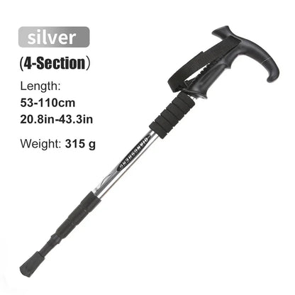 Outdoor Folding Trekking Pole – 4-Section Lightweight Telescopic Walking Stick for Hiking, Camping & Climbing