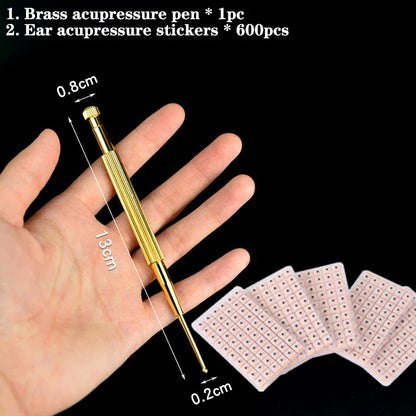 Pure Copper Acupressure Pen – Elastic Ear Massage Stick for Eyesight Improvement & Body Relaxation