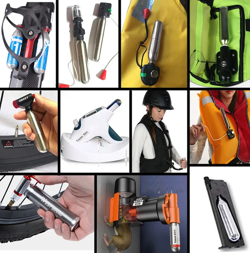 3/8-24UNF CO2 Cartridges – High Pressure Stainless Steel Rechargeable Cylinder for Oxygen Training, Scuba & Rescue Vest