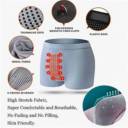 Breathable Magnetic Therapy Men’s Underwear – Polyester Fiber Long-Lasting Boxer Briefs for Male Support, Tightening & Delay