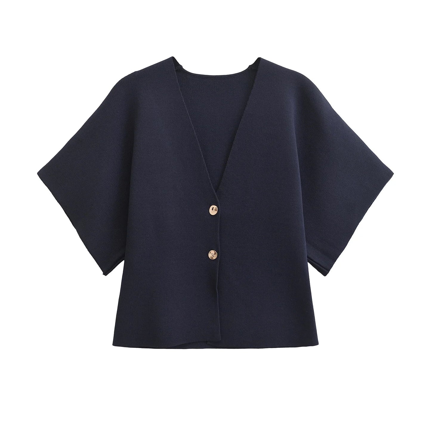 2024 Women’s Casual V-Neck Short Sleeve Knitted Top – Simple Plain Autumn Fashion
