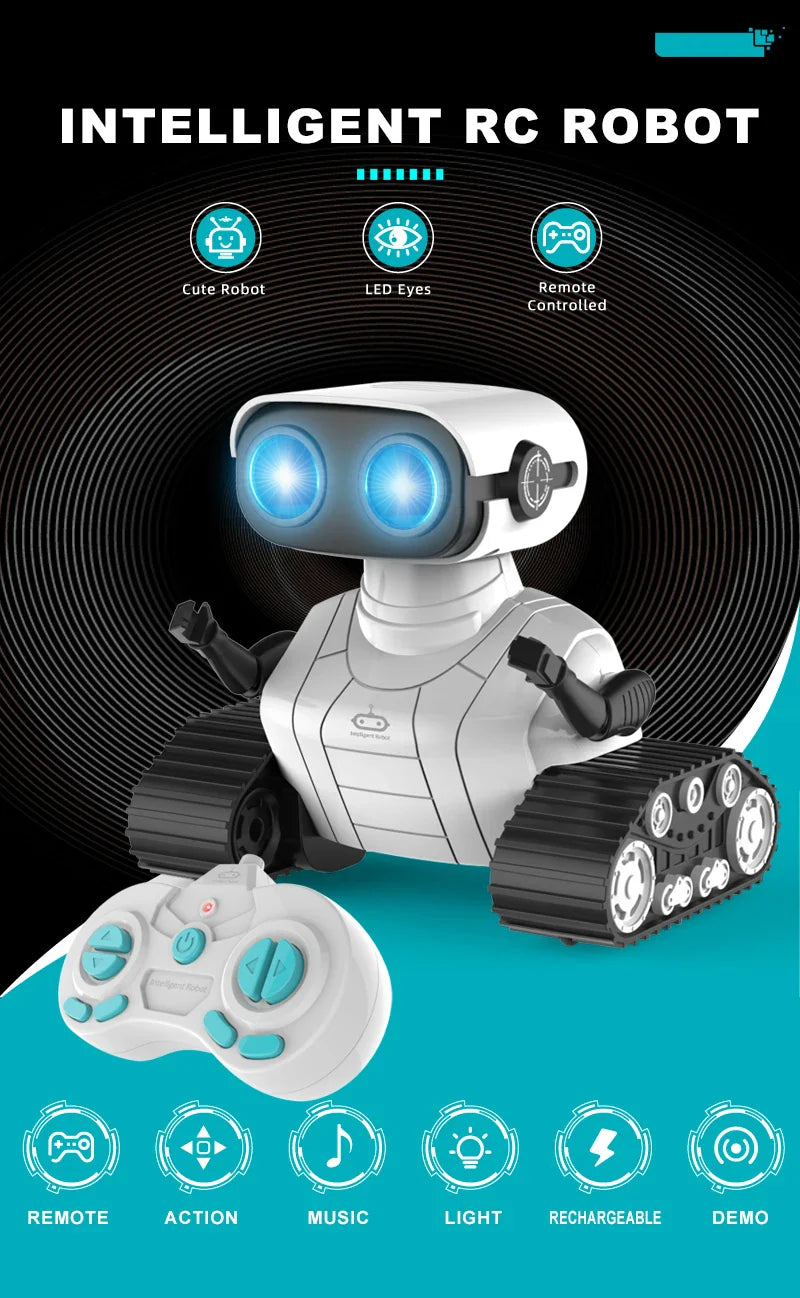 Ebo Rechargeable RC Robot Toy – Remote Control Robot with Music & LED Eyes, Fun Gift for Boys & Girls