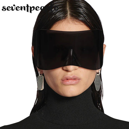 2024 Luxury Brand Mask Rectangle Sunglasses - Oversized Punk Steampunk Y2K Designer Shield Goggles for Women & Men