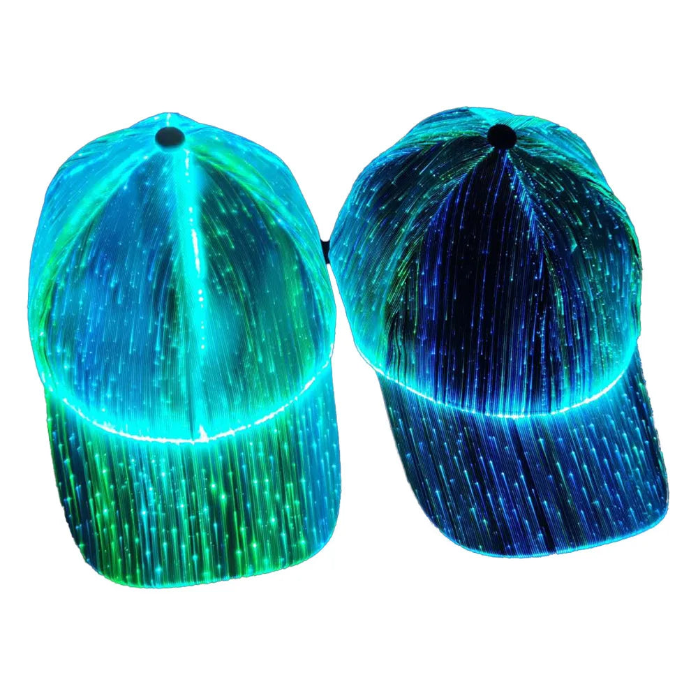 Fiber Optic LED Hat - 7 Colors Luminous Glowing Baseball Cap with USB Charging, Light-Up EDC Performance Cap