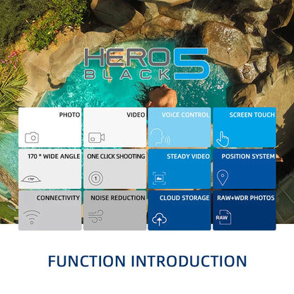 GoPro HERO5 Black 4K Ultra HD Sports Camera – 1080P Video, Anti-Shake, Cycling Helmet Action Cam, Optional Memory Card
